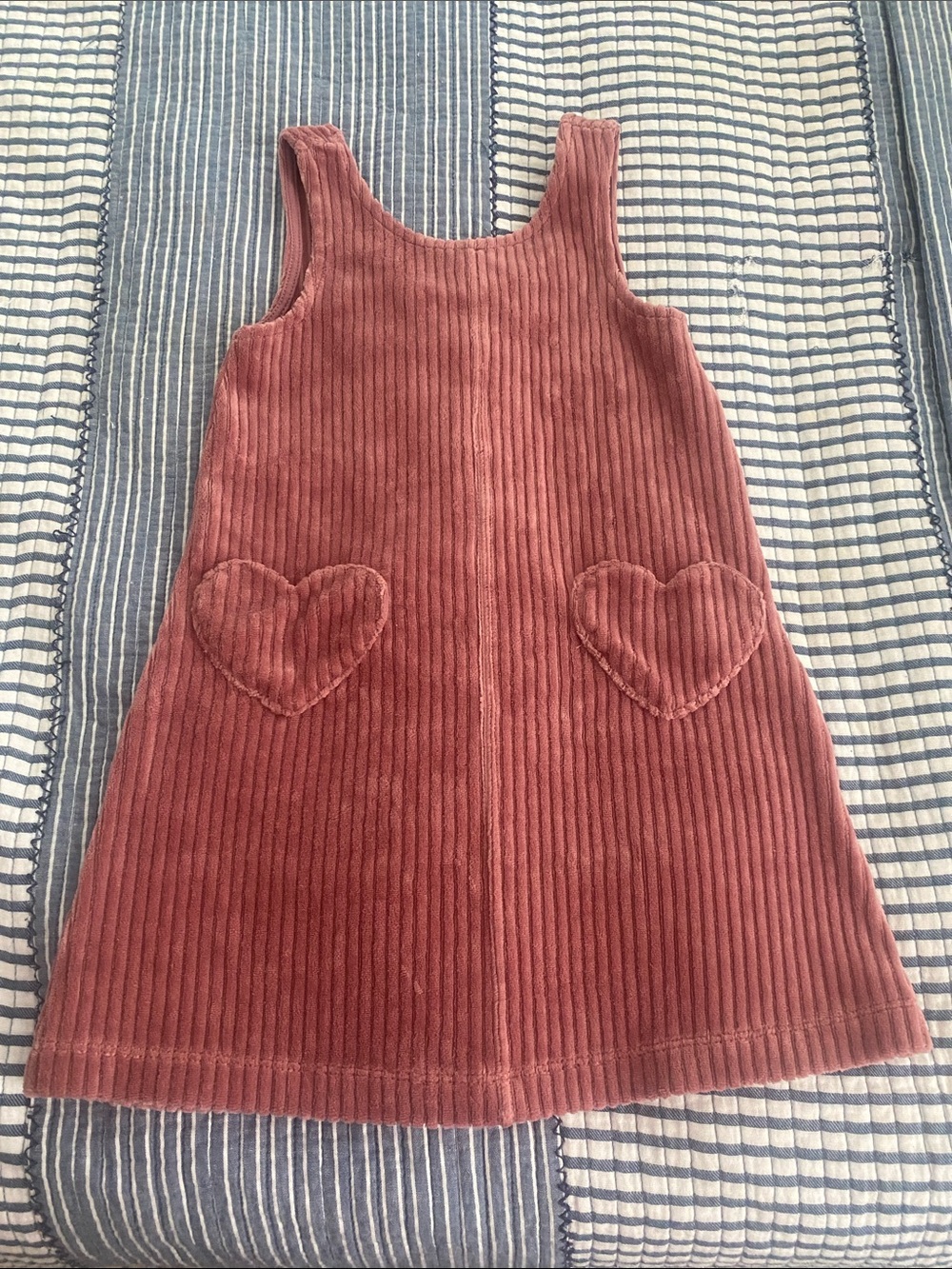 Zara Dusty Rose Corduroy Pinafore Dress with Heart Pockets